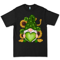 Black st patricks day shamrock sunflowers gnomes Premium Tee - RanaPortraitStore
