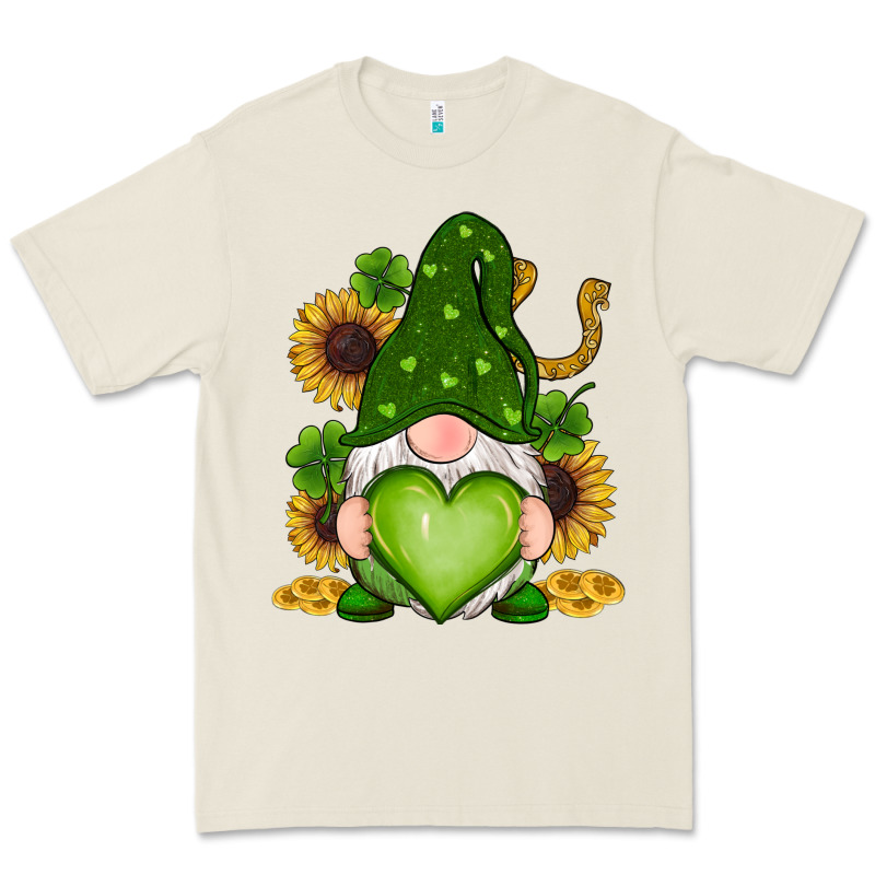 St Patricks Day Shamrock Sunflowers Gnomes Premium Tee by RanaPortraitStore | Teevron