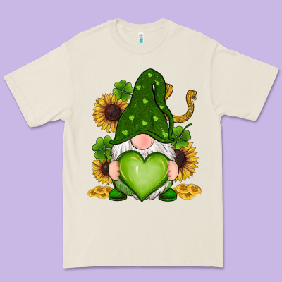 Premium Tee st patricks day shamrock sunflowers gnomes