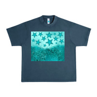 Midnight Navy turquoise glitter star Urban Heavy Tee - JahusDesignShop