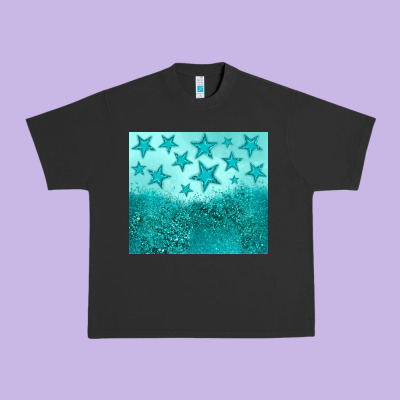 Turquoise Glitter Star Urban Heavy Tee Designed By Jahusdesignshop