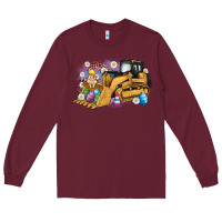 Burgundy easter bulldozer bunny egg leopard Long Sleeve Tee - Artiststas