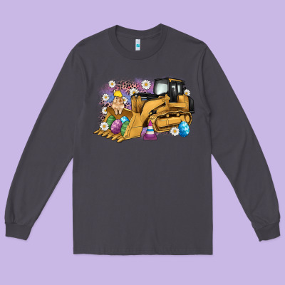 Easter Bulldozer Bunny Egg Leopard Long Sleeve Tee Designed By Artiststas