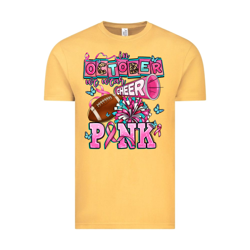 In October We Wear Cheer Pink Football Vintage Tee by AdoDesignShop | Teevron