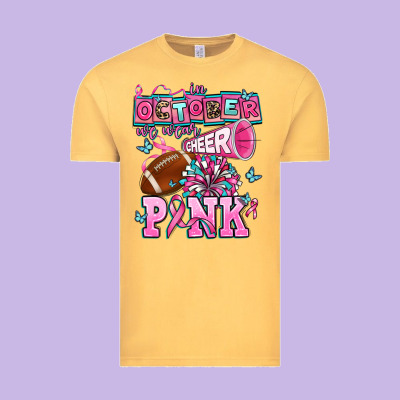 In October We Wear Cheer Pink Football Vintage Tee Designed By Adodesignshop