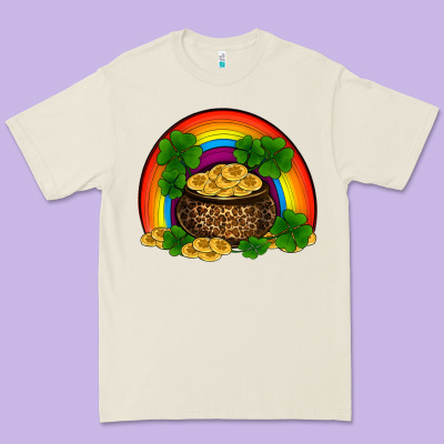 Premium Tee st patricks shamrock gold leopard rainbow