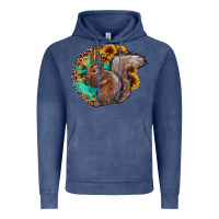 Vintage Denim western squirrel with sunflowers Vintage Hoodie - CowhideDigitalArt