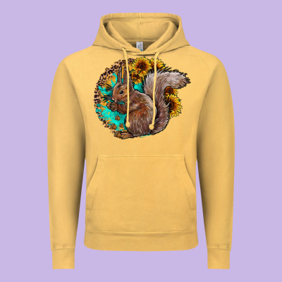 Western Squirrel With Sunflowers Vintage Hoodie Designed By Cowhidedigitalart