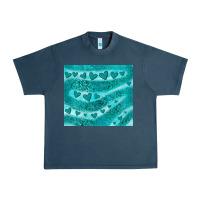 Midnight Navy turquoise glitter heart Urban Heavy Tee - JahusDesignShop