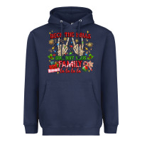 Navy deck the halls and not your family Heavyweight Hoodie - MaliasSmallBusiness