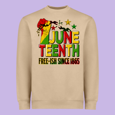 Juneteenth Fist Free Ish Since 1865 Heavyweight Sweatshirt Designed By Hra Design Shop
