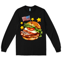 Black american flag and hamburger Long Sleeve Tee - AdoDesignShop