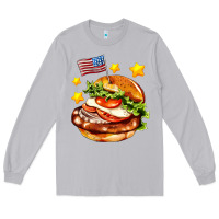 Moon Dust american flag and hamburger Long Sleeve Tee - AdoDesignShop