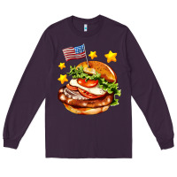 Plum american flag and hamburger Long Sleeve Tee - AdoDesignShop