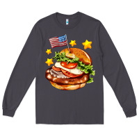 Smoke american flag and hamburger Long Sleeve Tee - AdoDesignShop