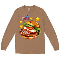 Toasted Coconut american flag and hamburger Long Sleeve Tee - AdoDesignShop