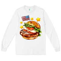 White american flag and hamburger Long Sleeve Tee - AdoDesignShop