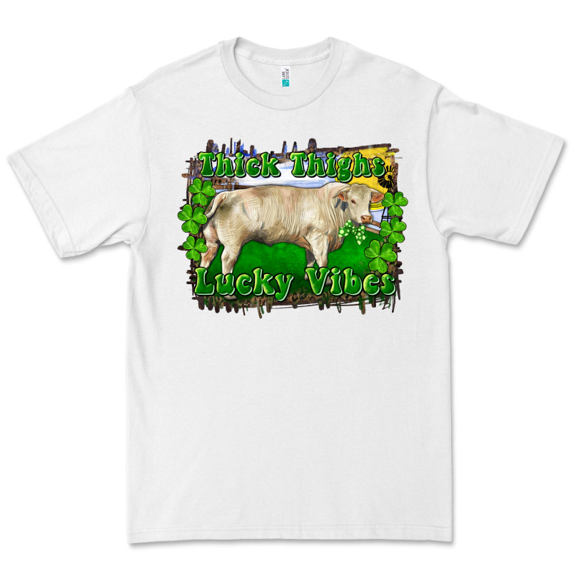 Thick Thighs Lucky Vibes Charolais Bull Premium Tee by RanaPortraitStore | Teevron
