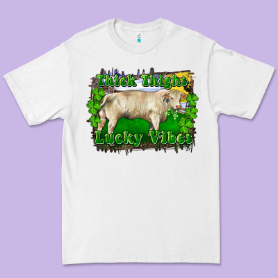 Premium Tee thick thighs lucky vibes charolais bull