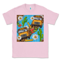 Bubblegum Pink school bus seamless pattern Classic Tee - BundleAndBundleShop