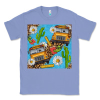 Colony Blue school bus seamless pattern Classic Tee - BundleAndBundleShop