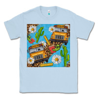 Dusty Blue school bus seamless pattern Classic Tee - BundleAndBundleShop