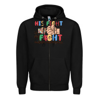 Black his fight is my fight autism awareness Zipper Hoodie - MaliasSmallBusiness