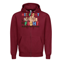 Burgundy his fight is my fight autism awareness Zipper Hoodie - MaliasSmallBusiness