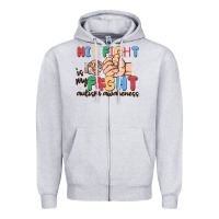 Heather Grey his fight is my fight autism awareness Zipper Hoodie - MaliasSmallBusiness