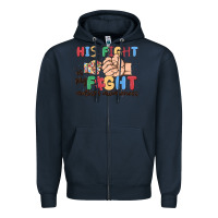 Navy his fight is my fight autism awareness Zipper Hoodie - MaliasSmallBusiness