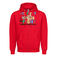 Red his fight is my fight autism awareness Zipper Hoodie - MaliasSmallBusiness