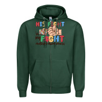 Sports Green his fight is my fight autism awareness Zipper Hoodie - MaliasSmallBusiness
