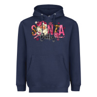 Navy Santa Baby Pink Christmas Heavyweight Hoodie - MaliasSmallBusiness