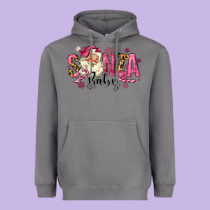 Santa Baby Pink Christmas Heavyweight Hoodie Designed By Maliassmallbusiness
