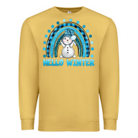 Antique Gold hello winter rainbow with snowman bbs Premium Sweatshirt - BundleAndBundleShop