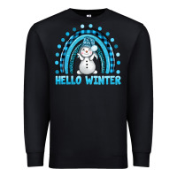 Black hello winter rainbow with snowman bbs Premium Sweatshirt - BundleAndBundleShop