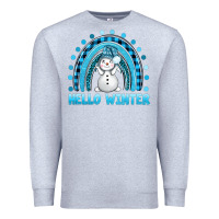 Heather Grey hello winter rainbow with snowman bbs Premium Sweatshirt - BundleAndBundleShop