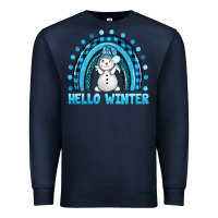 Navy hello winter rainbow with snowman bbs Premium Sweatshirt - BundleAndBundleShop