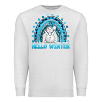 Oatmeal Heather hello winter rainbow with snowman bbs Premium Sweatshirt - BundleAndBundleShop