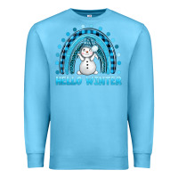 Ocean Blue hello winter rainbow with snowman bbs Premium Sweatshirt - BundleAndBundleShop