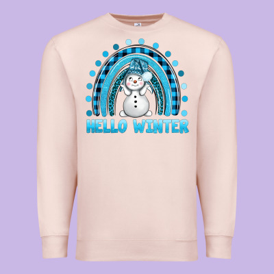Hello Winter Rainbow With Snowman Bbs Premium Sweatshirt Designed By Bundleandbundleshop