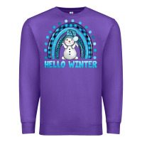 Purple hello winter rainbow with snowman bbs Premium Sweatshirt - BundleAndBundleShop