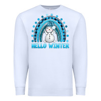 White hello winter rainbow with snowman bbs Premium Sweatshirt - BundleAndBundleShop