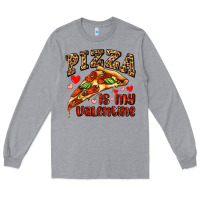 Heather Grey pizza is my valentine Long Sleeve Tee - AdoDesignShop