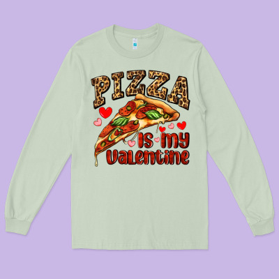 Pizza Is My Valentine Long Sleeve Tee Designed By Adodesignshop