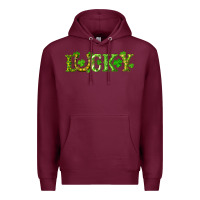 Burgundy st. patrick's day lucky with clovers and horseshoe Premium Hoodie - RanaPortraitStore