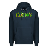 Navy st. patrick's day lucky with clovers and horseshoe Premium Hoodie - RanaPortraitStore