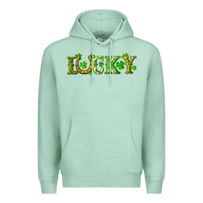 St. Patrick's Day Lucky With Clovers And Horseshoe Premium Hoodie by RanaPortraitStore | Teevron