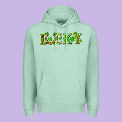 St. Patrick's Day Lucky With Clovers And Horseshoe Premium Hoodie Designed By Ranaportraitstore