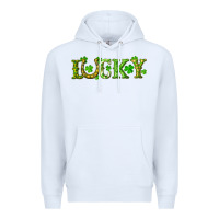 White st. patrick's day lucky with clovers and horseshoe Premium Hoodie - RanaPortraitStore